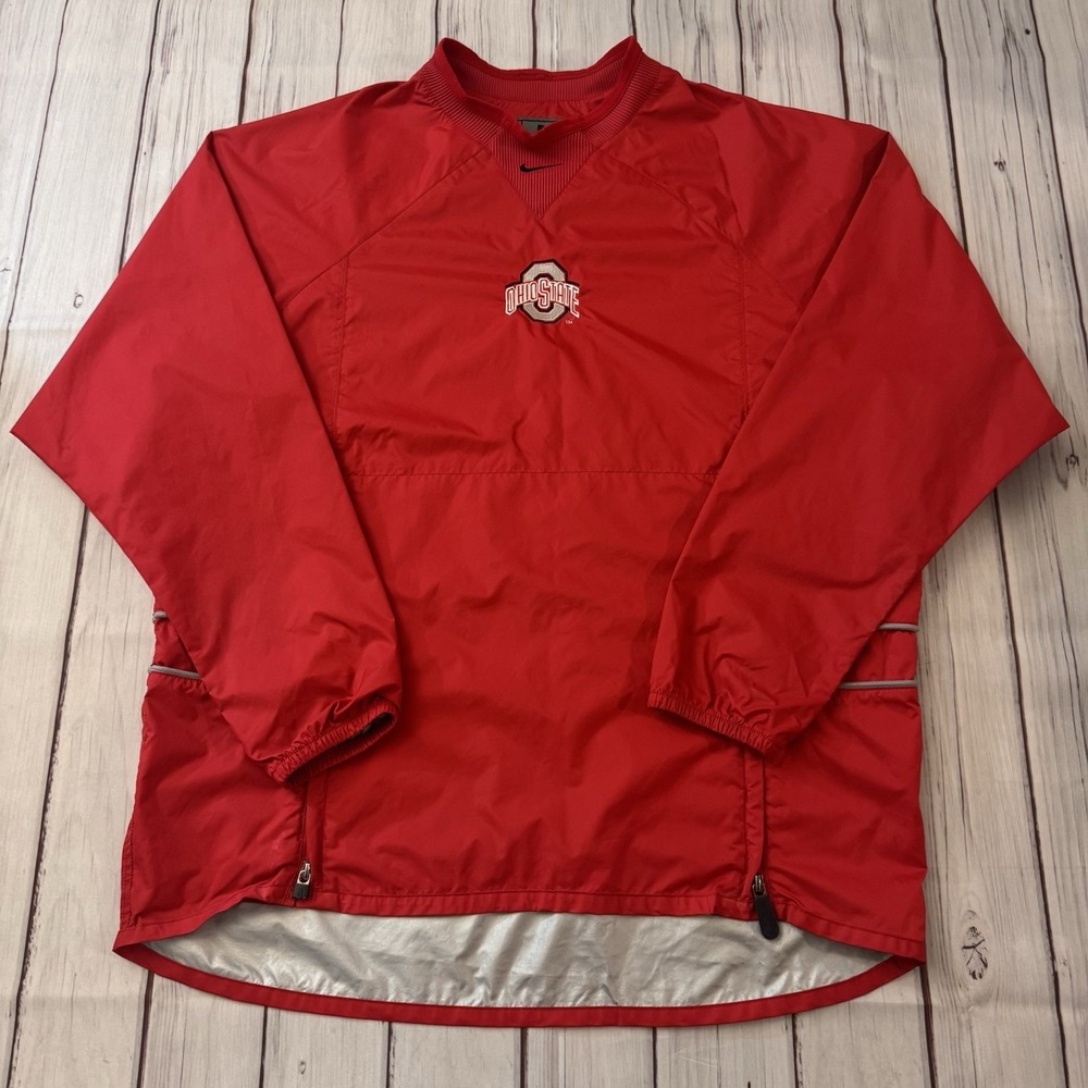 Vintage Ohio State Nike Dri-Fit‎ Pullover Storm Wind Jacket Size Medium Mens